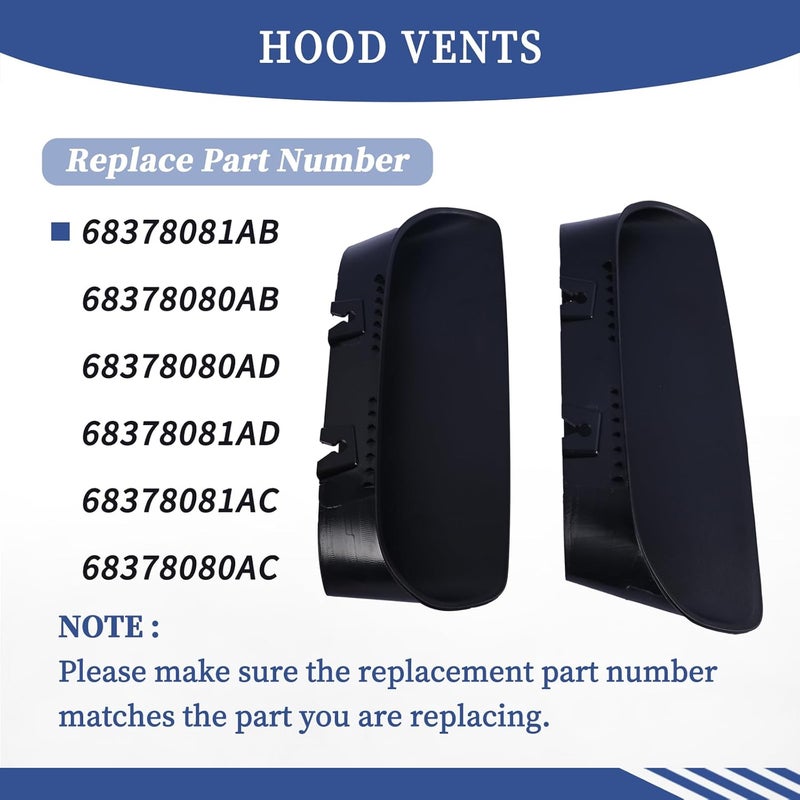 Getfarway A Pair Air Vent Cover Hood Bezels and Accessories 68378081AB 68378080AB Compatible with Dodge Challenger 2019 2020 Replace 68378080AD 68378080AC Front Left & Right Side Black - Image 3